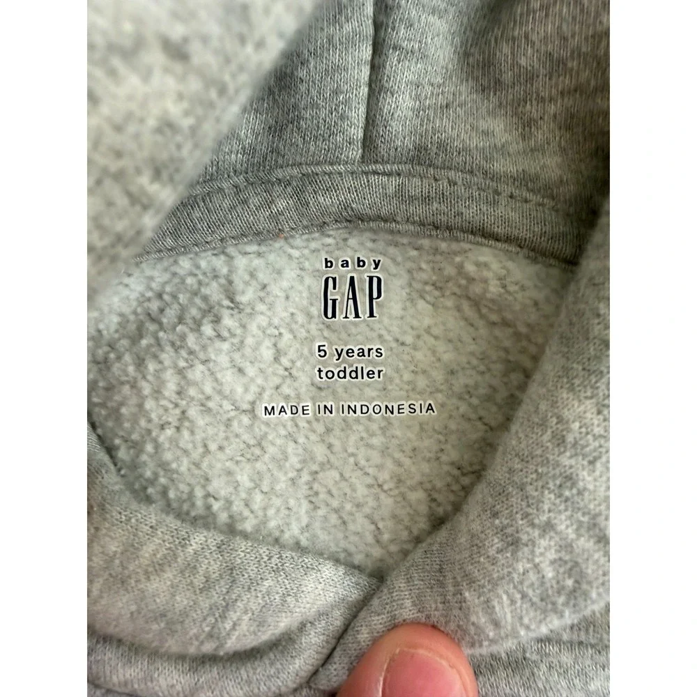 Baby GAP Boys Navy Blue Sweater Hoodie Size 5Y 5T LOGO Pockets 100%Cotton Lining
